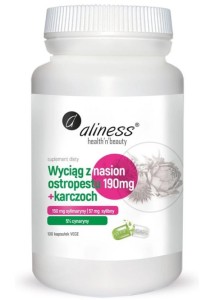 Aliness Ekstrakt z Nasion Ostropestu 190mg+Karczoch 100vkap